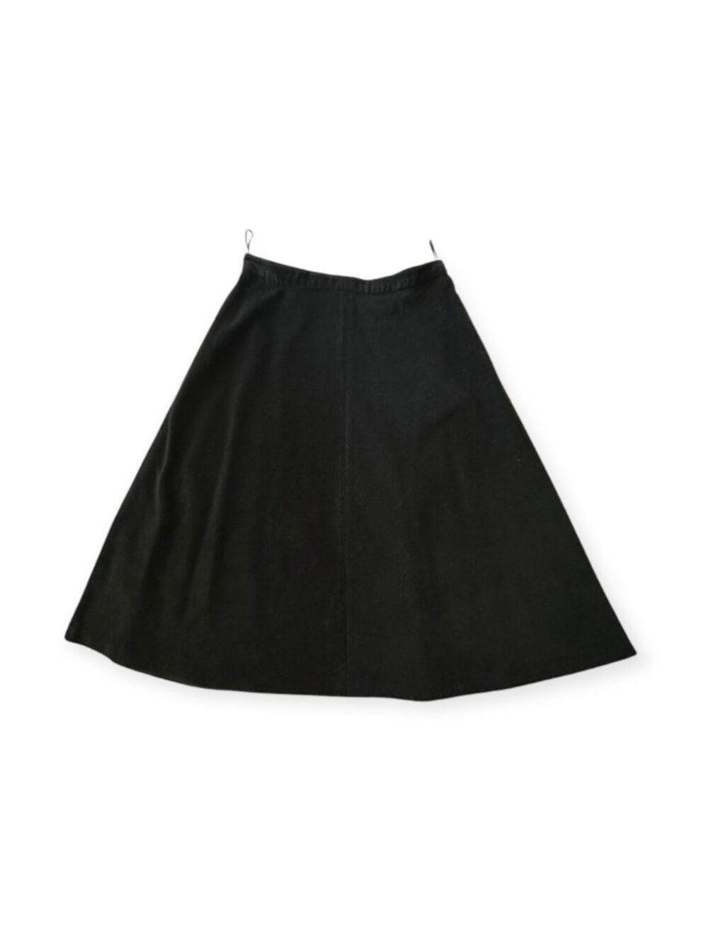 Miu Miu Early 2000s Black Virgin Wool A-Line Midi Skirt IT 46